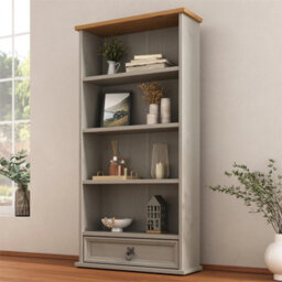 Grey 1-Drawer Dvd Cd Rack Solid Pine - thumbnail 4