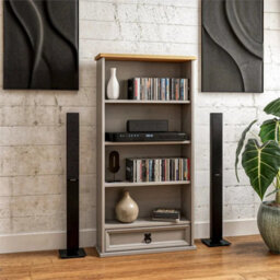 Grey 1-Drawer Dvd Cd Rack Solid Pine - thumbnail 5