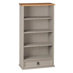 Grey 1-Drawer Dvd Cd Rack Solid Pine - thumbnail 2