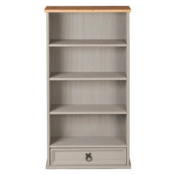 Grey 1-Drawer Dvd Cd Rack Solid Pine - thumbnail 1