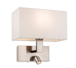 Luminosa Lighting Luminosa Raffles Wall Lamp With Adjustable Switched Reading Light Brushed Steel With Cream Shade