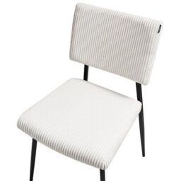 Beliani Set Of 2 Dining Chairs Sturgis Corduroy Off-White - thumbnail 7