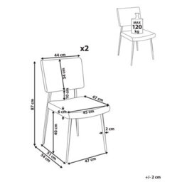 Beliani Set Of 2 Dining Chairs Sturgis Corduroy Off-White - thumbnail 3