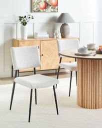 Beliani Set Of 2 Dining Chairs Sturgis Corduroy Off-White - thumbnail 2