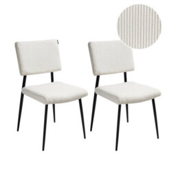 Beliani Set Of 2 Dining Chairs Sturgis Corduroy Off-White - thumbnail 1