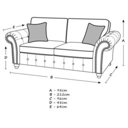 Furnishings For Less UK Oakland 3 Seater Large Chesterfield Style Leatherair Tan - thumbnail 3