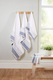 Rapport Home Dakota Stripe Pure Cotton Face Cloth Towels Set Of 4 (Blue) - thumbnail 3