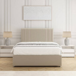 Bsspoke Florence Divan Bed Set In Cream Plush Velvet 24Inch Headboard & 2 Drawers Same Side & No Mattress In All Sizes - thumbnail 3