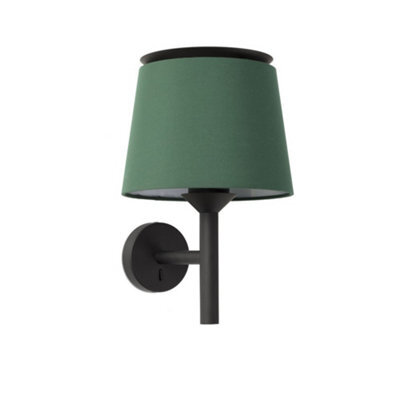 Luminosa Lighting Luminosa Savoy Wall Light With Shade Black,green, E27