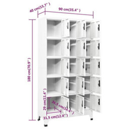 Walplus Locker Cabinet White 90X40X180 Cm Steel - thumbnail 8