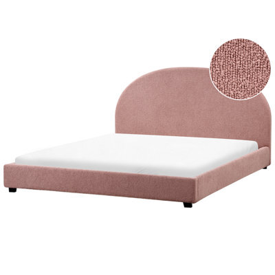 Beliani Bed Fabric Vaucluse 180 X 200 Cm (Eu Super King) Pastel Pink - image 1