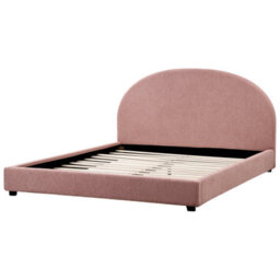 Beliani Bed Fabric Vaucluse 180 X 200 Cm (Eu Super King) Pastel Pink - thumbnail 5