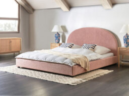 Beliani Bed Fabric Vaucluse 180 X 200 Cm (Eu Super King) Pastel Pink - thumbnail 2