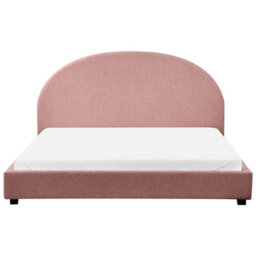 Beliani Bed Fabric Vaucluse 180 X 200 Cm (Eu Super King) Pastel Pink - thumbnail 4