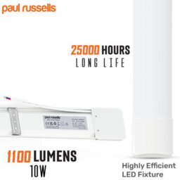 Paul Russells 1Ft Led Batten Tube Lights, 10W 1100 Lumens, Ip20, 4000K Cool White, Ultra Slim, Pack Of 2 - thumbnail 2