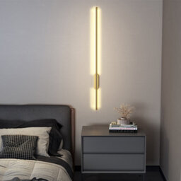Living And Home Modern Gold Linear Long Tube Aluminum Led Indoor Wall Light Wall Sconce 100Cm Warm Light
