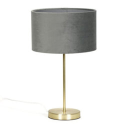 Valuelights Charles Gold Table Lamp With Grey Velvet Shade And Bulb - thumbnail 2