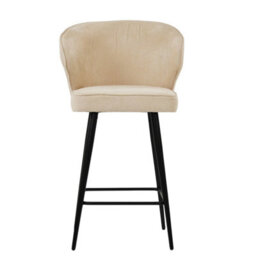 Lakeland Furniture Colby Natural Cream Fabric Black Fixed Leg Base Bar Stool