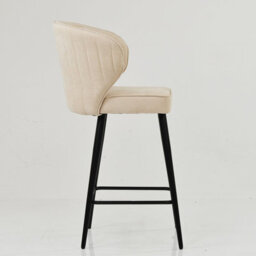 Lakeland Furniture Colby Natural Cream Fabric Black Fixed Leg Base Bar Stool - thumbnail 5