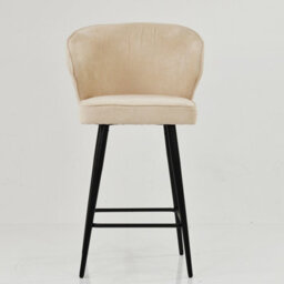 Lakeland Furniture Colby Natural Cream Fabric Black Fixed Leg Base Bar Stool - thumbnail 3