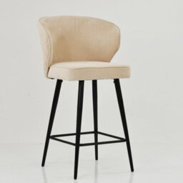 Lakeland Furniture Colby Natural Cream Fabric Black Fixed Leg Base Bar Stool - thumbnail 4