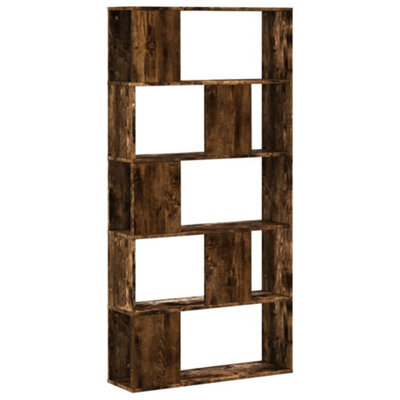 Berkfield Durable Bookcase 5-Tier Smoked Oak 80.5X23.5X162.5 Cm Engineered Wood