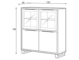 Arte Halle 42 Display Cabinet W1200mm H1400mm D450mm - Oak Wotan, Glass Doors & Shelves, Elegant Design - thumbnail 3