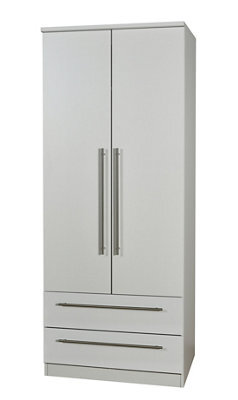 Bergamo Ready Assembled Contemporary Matt Grey 2 Drawer Double Wardrobe (H)1825mm (W)740mm (D)530mm - image 1
