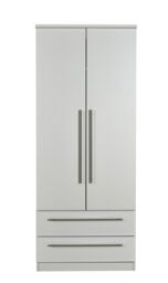 Bergamo Ready Assembled Contemporary Matt Grey 2 Drawer Double Wardrobe (H)1825mm (W)740mm (D)530mm - thumbnail 2