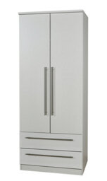 Bergamo Ready Assembled Contemporary Matt Grey 2 Drawer Double Wardrobe (H)1825mm (W)740mm (D)530mm - thumbnail 1