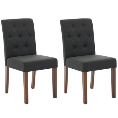 Black Set Of 2 Upholstered Dining Chairs High Back Home - image 1