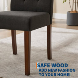 Black Set Of 2 Upholstered Dining Chairs High Back Home - thumbnail 6