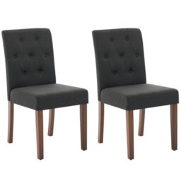 Black Set Of 2 Upholstered Dining Chairs High Back Home - thumbnail 1