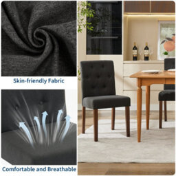 Black Set Of 2 Upholstered Dining Chairs High Back Home - thumbnail 5