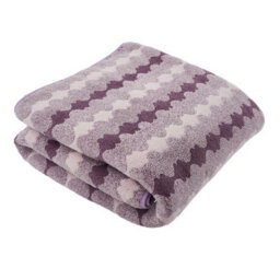Living And Home 4 Pack Polyester Towel Set Purple Zigzag Wave Stripe Soft Absorbent Hanging Loop Bathroom Towel Kit - thumbnail 5