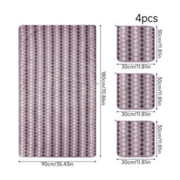 Living And Home 4 Pack Polyester Towel Set Purple Zigzag Wave Stripe Soft Absorbent Hanging Loop Bathroom Towel Kit - thumbnail 8