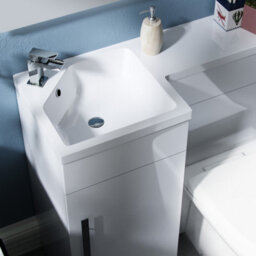 Nes Home 900 mm White Lh Basin Sink Vanity Cabinet Wc Unit Btw Toilet Melbourne - thumbnail 4