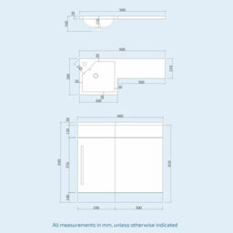 Nes Home 900 mm White Lh Basin Sink Vanity Cabinet Wc Unit Btw Toilet Melbourne - thumbnail 7