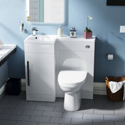 Nes Home 900 mm White Lh Basin Sink Vanity Cabinet Wc Unit Btw Toilet Melbourne - thumbnail 2
