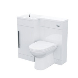 Nes Home 900 mm White Lh Basin Sink Vanity Cabinet Wc Unit Btw Toilet Melbourne - thumbnail 5