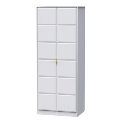 Cube Ready Assembled Modern Matt White Tall Double Wardrobe (H)1970mm (W)740mm (D)530mm - image 1