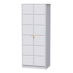 Cube Ready Assembled Modern Matt White Tall Double Wardrobe (H)1970mm (W)740mm (D)530mm - thumbnail 1
