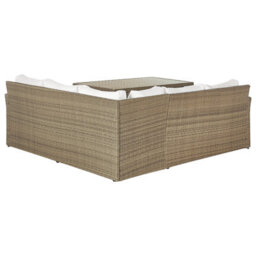 Beliani Garden Lounge Set With Table And Ottoman 5 Seater Bardi With Cushions Pe Rattan Brown - thumbnail 5