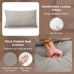 Costway Wooden Rocking Accent Chair Upholstered Rocker Armchair W/ Soft Lumbar Pillow - thumbnail 8