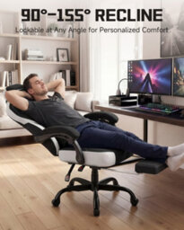 Luckracer Fabric Gaming Chair With Footrest, Ergonomic Computer Desk Chair With Pocket Spring Cushion Home Office Chair, Black - thumbnail 9