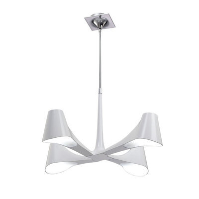 Luminosa Lighting Luminosa Ora Telescopic Convertible To Semi Flush 4 Light E27, Gloss White/polished Chrome - image 1