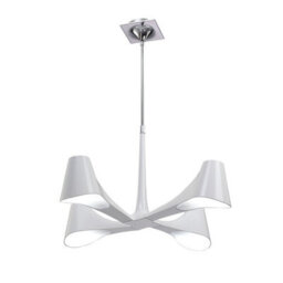 Luminosa Lighting Luminosa Ora Telescopic Convertible To Semi Flush 4 Light E27, Gloss White/polished Chrome
