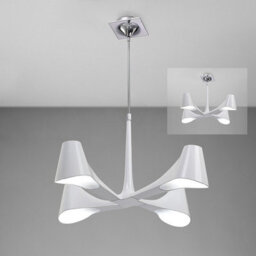 Luminosa Lighting Luminosa Ora Telescopic Convertible To Semi Flush 4 Light E27, Gloss White/polished Chrome - thumbnail 2