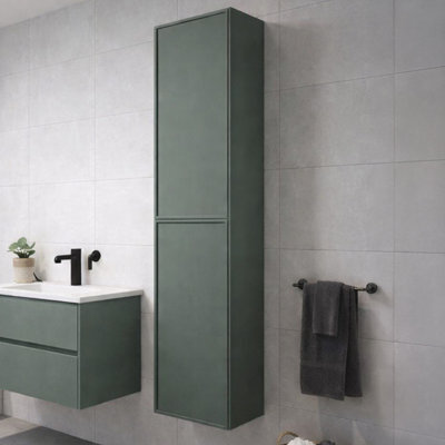Plum&clay Jenner Green Wall Mounted Bathroom Tall Storage Cabinet (H)1500mm (W)400mm - image 1