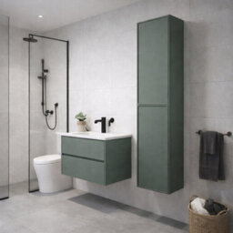 Plum&clay Jenner Green Wall Mounted Bathroom Tall Storage Cabinet (H)1500mm (W)400mm - thumbnail 2